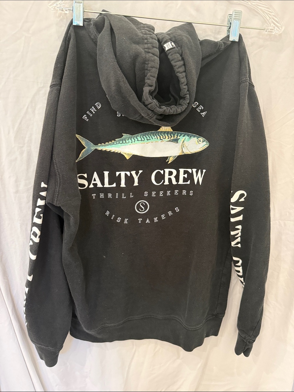 Salty Crew Black Hoodie with Fish Graphic medium - Picture 4 of 4